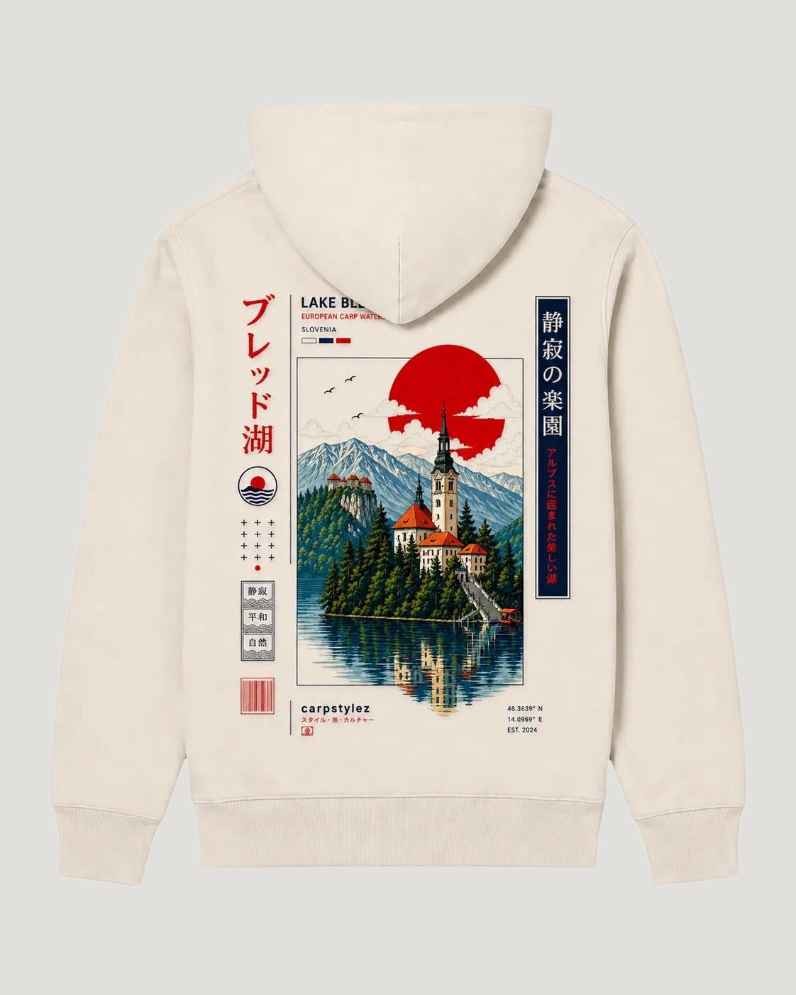 LAKE BLED NS401 Hoodie Ivory – Flatlay Rückseite #farbe_ivory