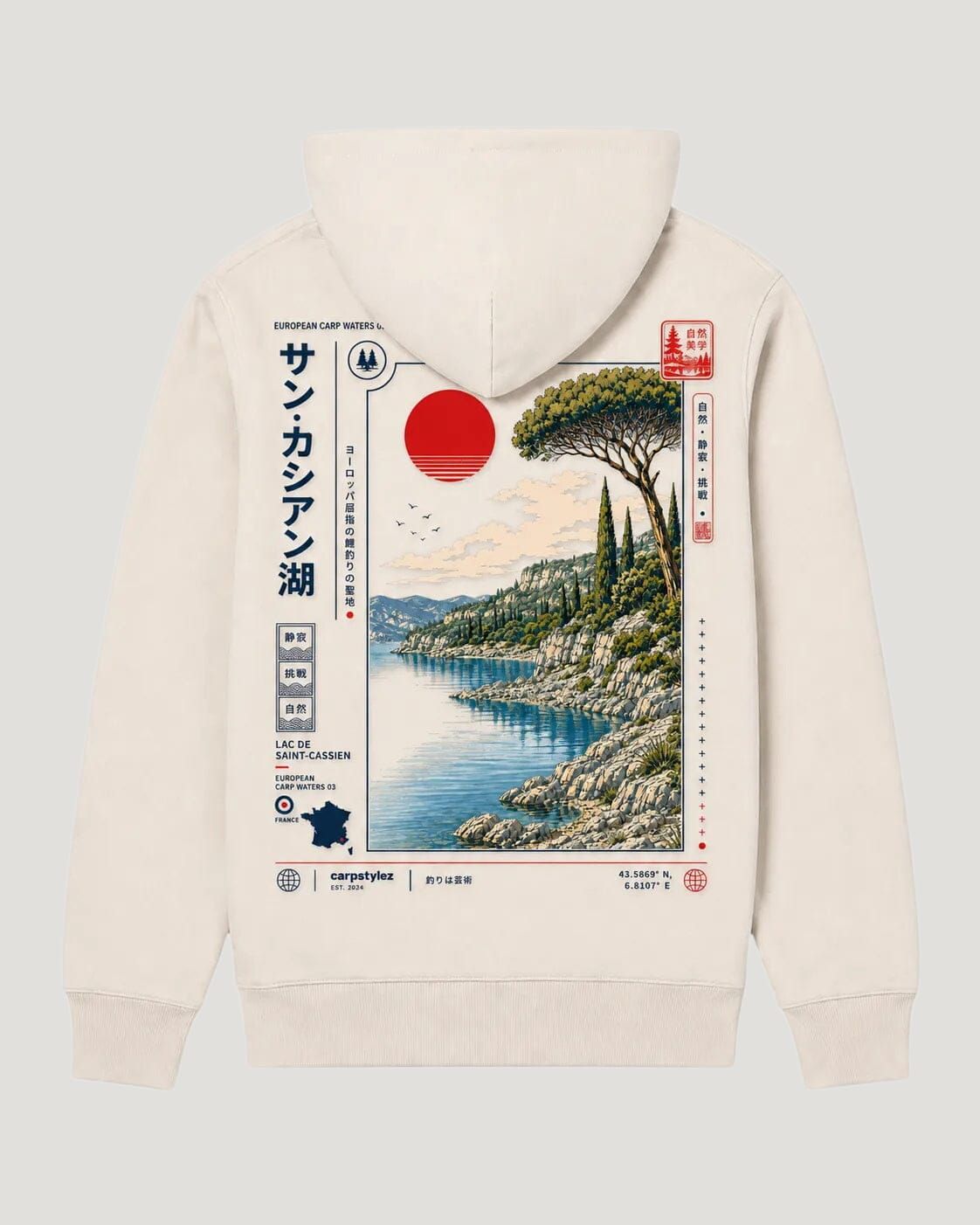 LAC DE SAINT-CASSIEN Hoodie Ivory – Flatlay Rückseite #farbe_ivory