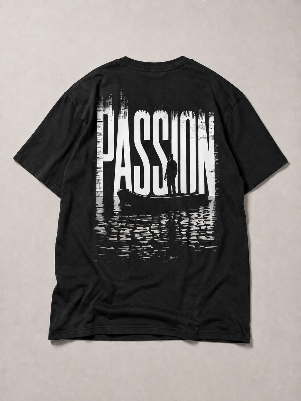 PASSION Kids Shirt Schwarz – Backprint, Flatlay