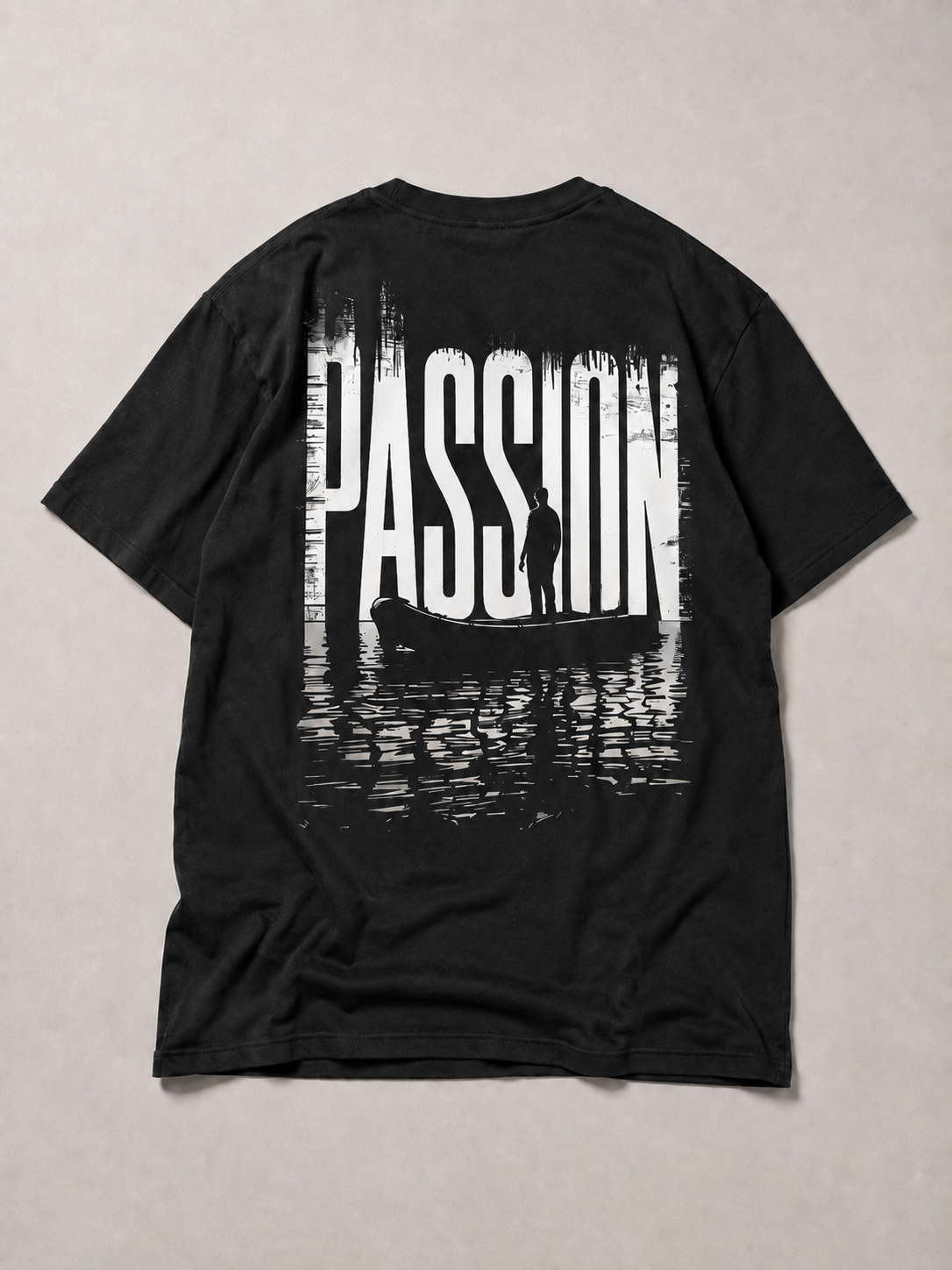 PASSION Kids Shirt Schwarz – Backprint, Flatlay