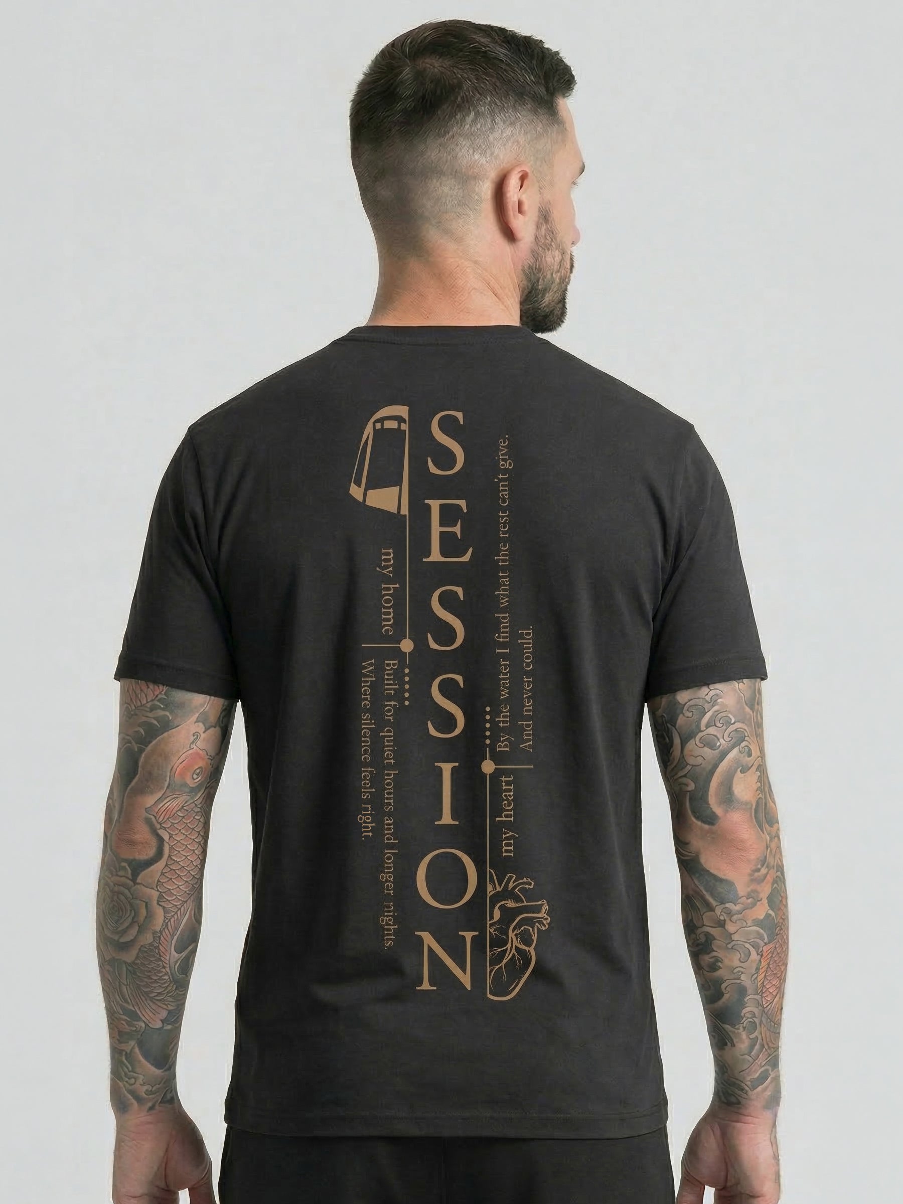 Schwarzes carpstylez Shirt „Session“ mit Bivvy-Motiv – Karpfenangler-Streetwear