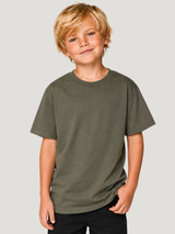 THE RISE Kids Shirt Khaki – cleane Vorderansicht, Karpfenangler-Streetwear #farbe_organic khaki