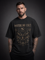 carpstylez „Waterline Cult“ Acid-Wash Oversize-Shirt schwarz – Streetwear fürs Karpfenangeln